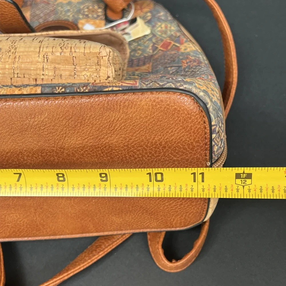 Portugal Cork Backpack Purse NWT Adjustable Straps Vegan Tile Print Boho Bag